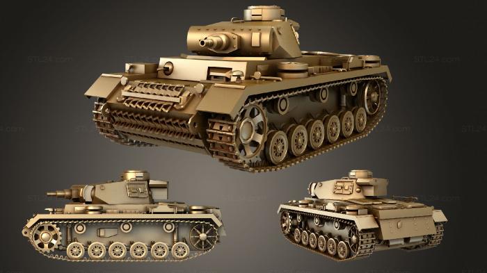 Автомобили и транспорт (Panzer III, CARS_2963) 3D модель для ЧПУ станка
